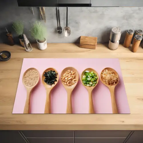 Ingrediënten - Lepels - Hout - Roze Inductie beschermer vinyl 3mm klein -sfeer5