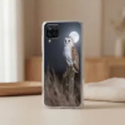 Kerkuil - Maan - Nacht Telefoonhoesje Samsung Galaxy A12 klein -sfeer2