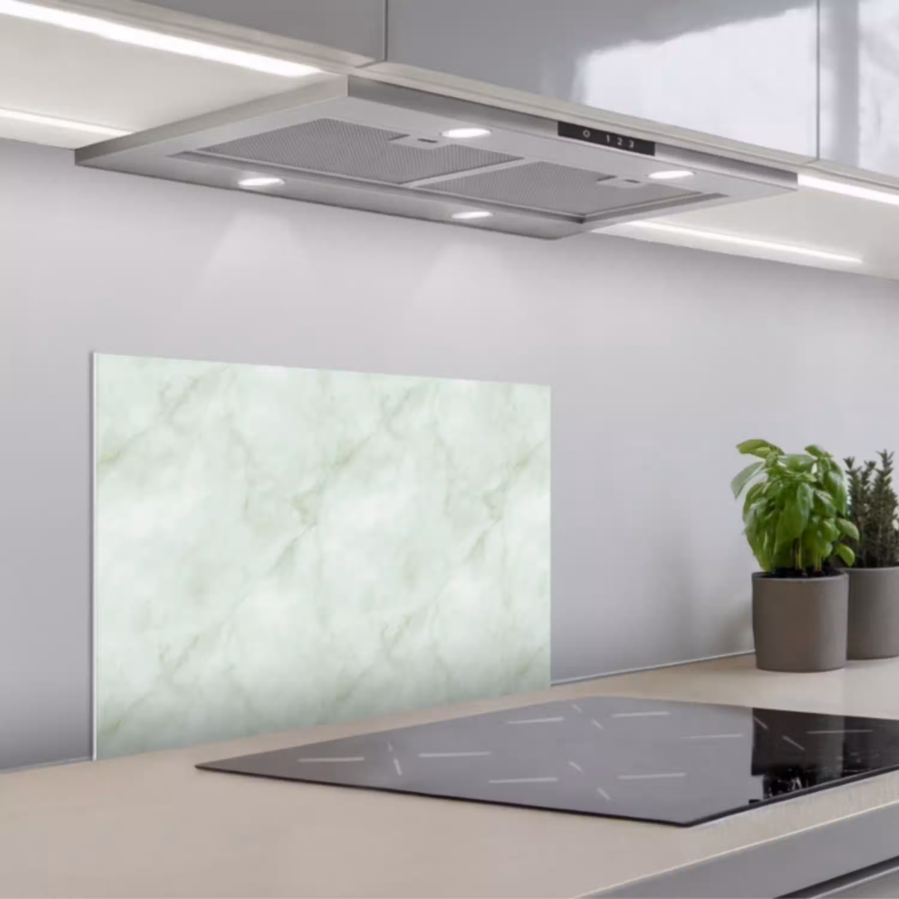 Groen - Marmer - Vloeiende aders keuken achterwand spatscherm klein 900 -3d_schuin