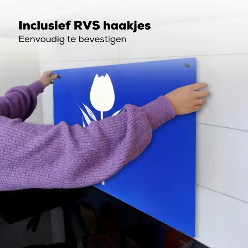 Tulp - Minimalistisch - Bladeren - Wit Inductie beschemer met haakjes middel -ky-ophangen-nl