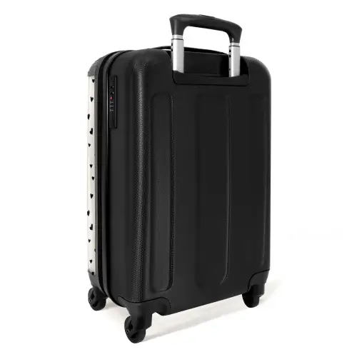 Valentijn hartjes verspreid patroon zwart NBS - Handbagage koffer - Kinderen Unisex middel -achterkant