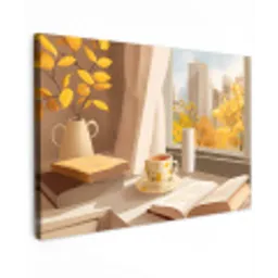 Thee - Boek - Thee - Herfst Tuinposter op houten frame 2 cm dik klein -3d