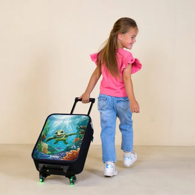 Groene schildpad aan het zwemmen Kinderkoffer - Zwart klein -sfeer1