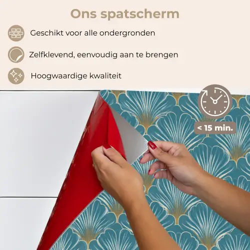 Symmetrisch - Patroon - Blauw keuken achterwand spatscherm klein 900 -spatscherm_NL