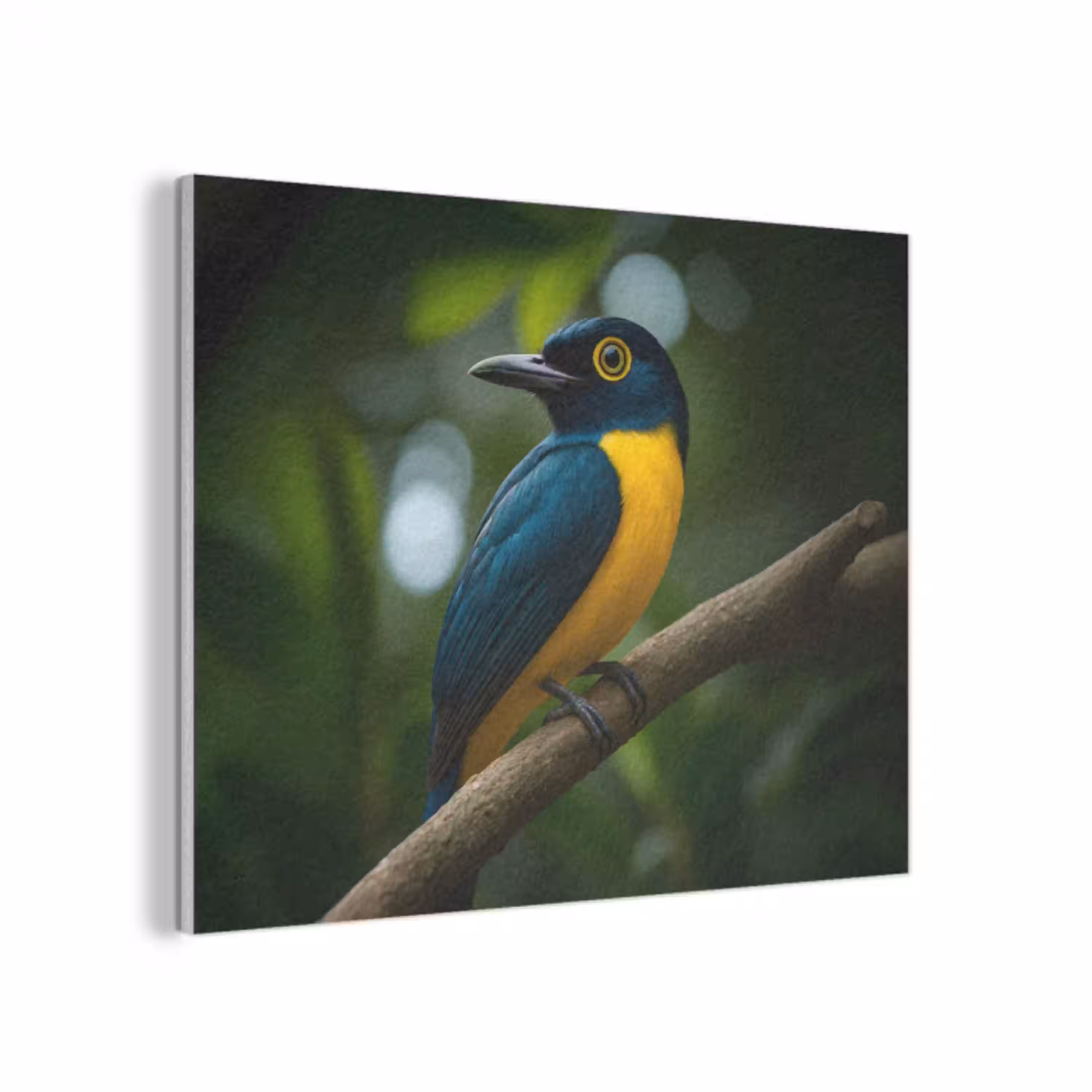 Vogel - Tak - Geel - Bladeren PET vilt klein -3d