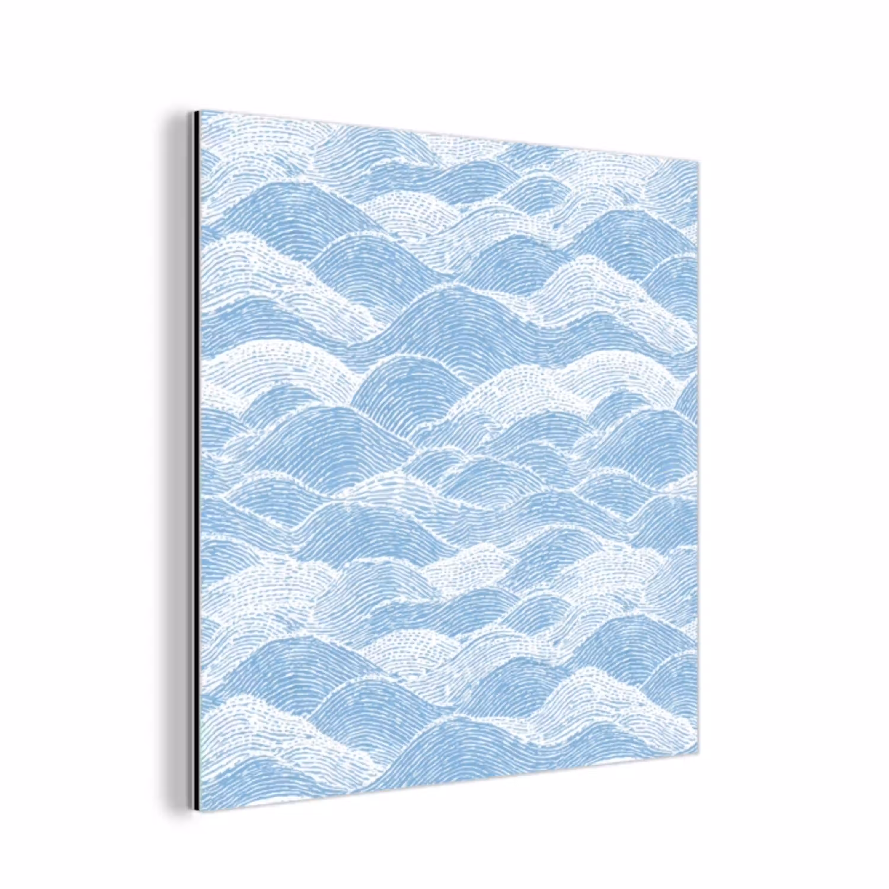 Blauw - Wit - Golven - Getekend aluminium wit klein 46 -3d