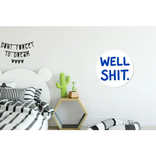 Blauw - Quote - Wit Wandcirkel aluminium klein -kinderkamer