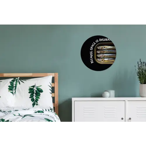 Sardines - Tekst - Vis - Blik Wandcirkel aluminium klein -slaapkamer