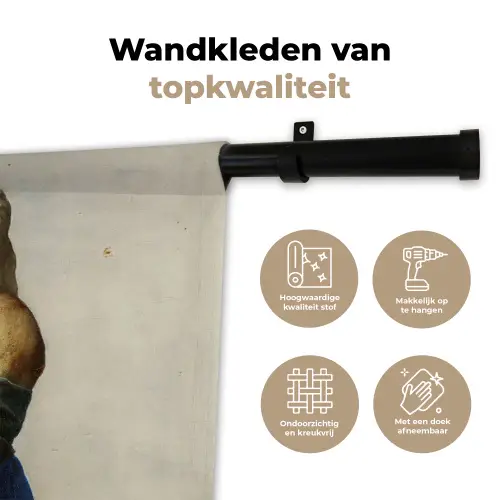 Het melkmeisje - Schilderij van Johannes Vermeer Wandkleed katoen klein -sfeer2