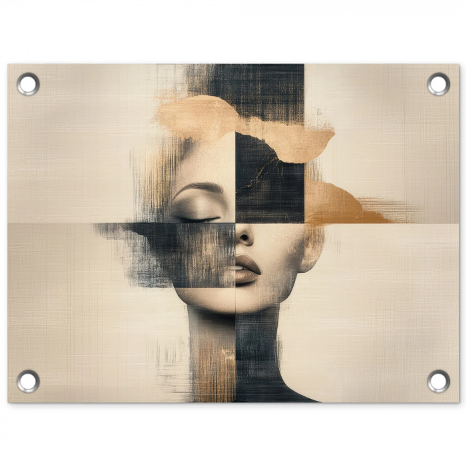 Goud - Vrouw - Rechthoeken tuinposter los doek klein -3d