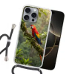 Ara - Jungle - Rood Hoesje iPhone 16 Pro Max met koord klein -sfeer1