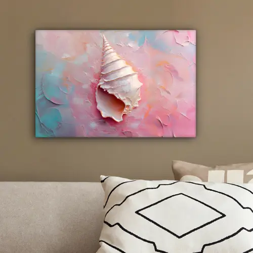 Schelp - Pastel - Pink canvas 2cm klein -sfeer3