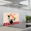 Vaas - Bloemen - Vlinder - Rood keuken achterwand spatscherm klein -3d_schuin
