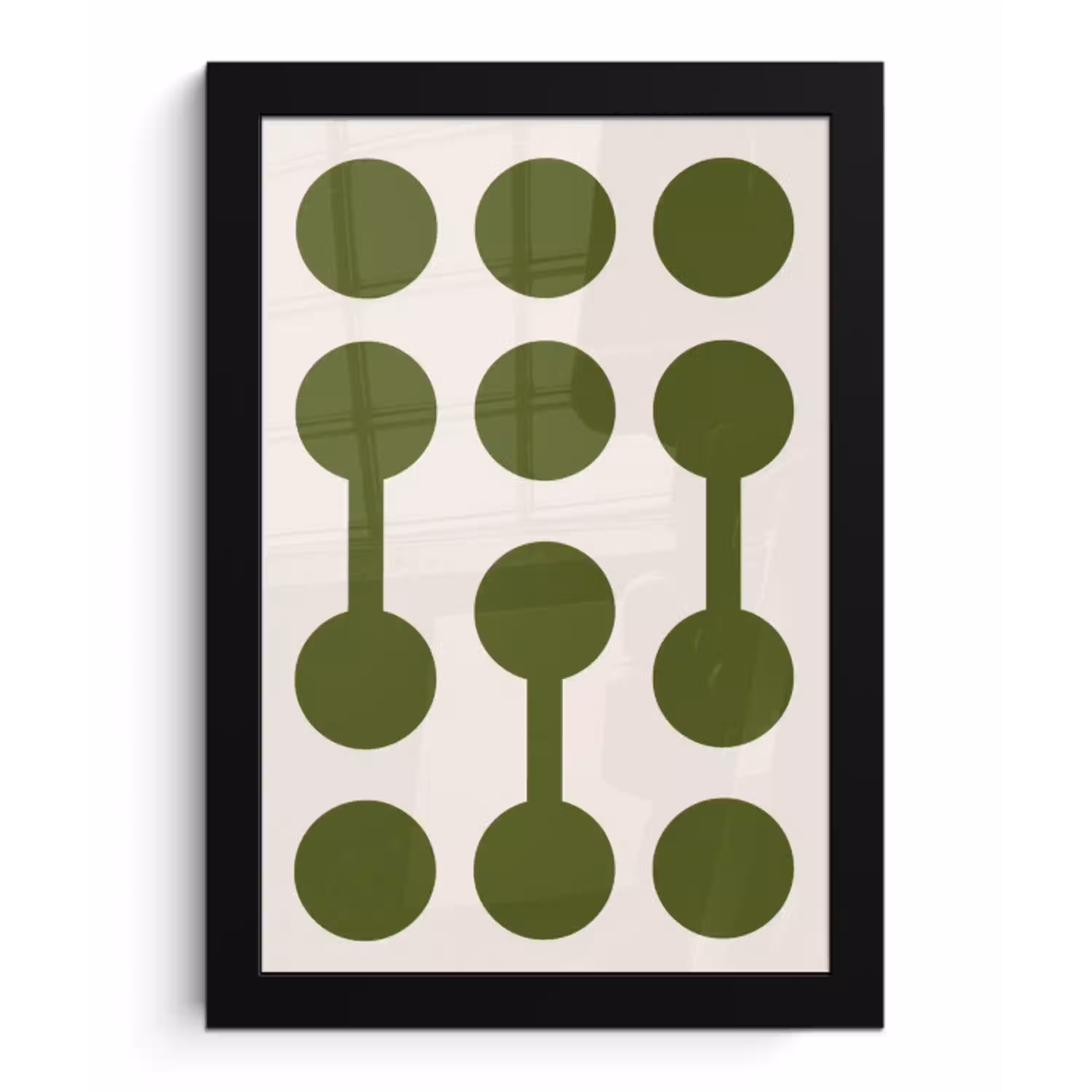 Cirkels - Geometrisch - Abstract - Modern - Groen fotolijst zwart zonder passe partout klein -3d