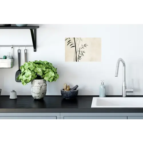 Japandi - Bamboe - Beige Muursticker klein -keuken