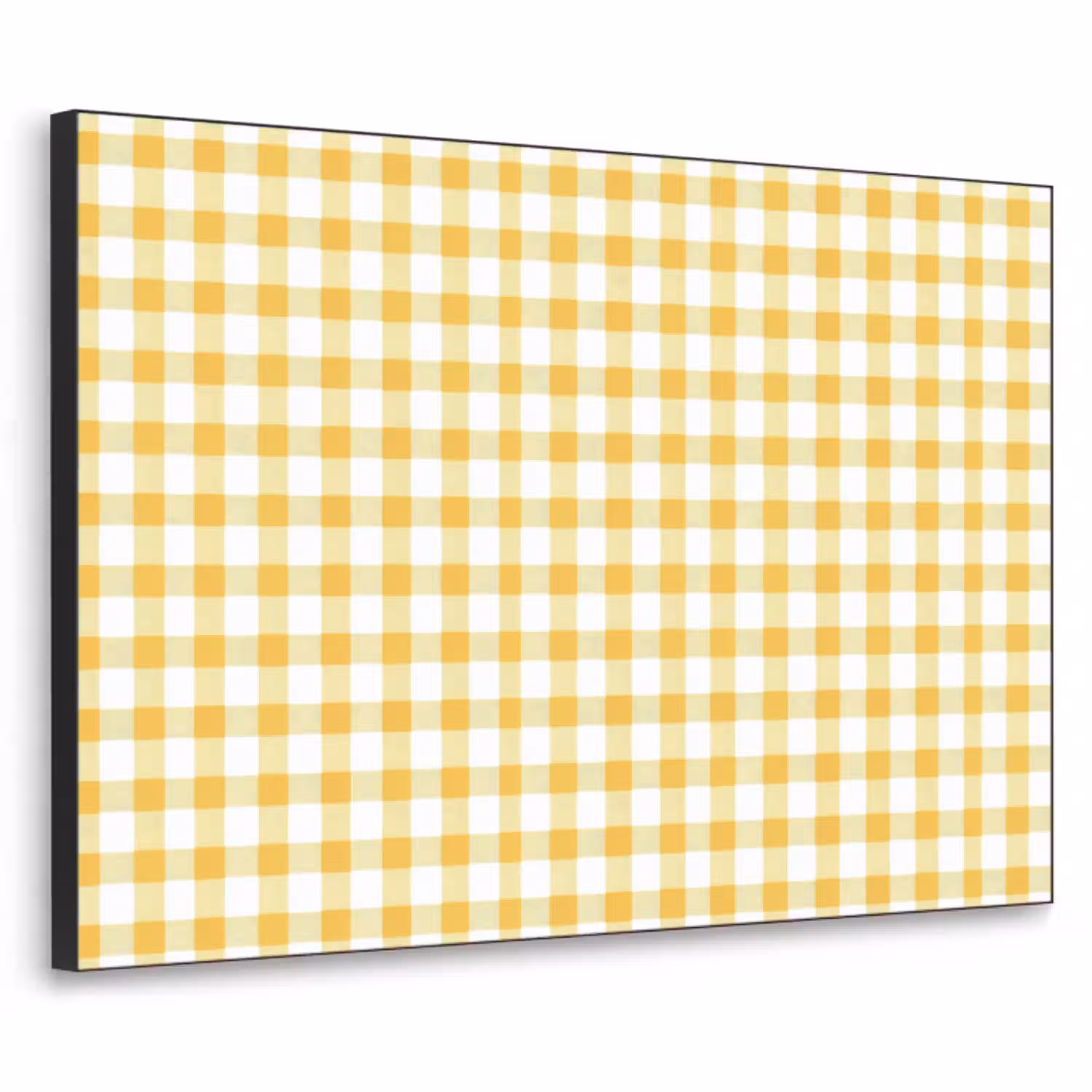 Ruit - Gingham - Klassiek - Geel en Wit Textielframe zwart klein 947 -3d