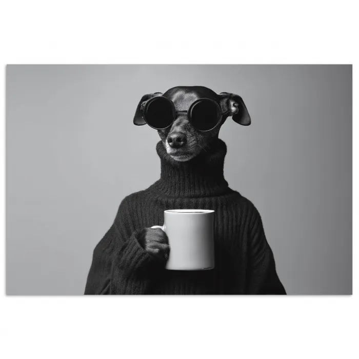 Coltrui - Hond - Bril - Mok poster papier klein -3d