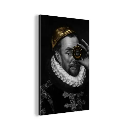 Willem van Oranje - Adriaen Thomasz - Goud - Lens aluminium wit klein -3d