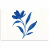 Bloem - Blaadjes - Minimalistisch - Blauw poster papier klein -3d