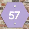 Effen - Lila - Traditioneel Naambord Hexagon klein -sfeer2