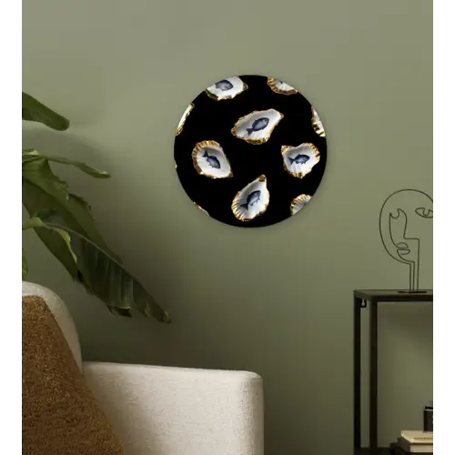 Oesters - Vissen - Blauw - Goud Wandcirkel plexiglas klein -sfeer3