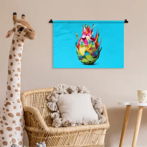 Drakenfruit - Blauw - Levendig Wandkleed katoen klein -wsfeer5_kind