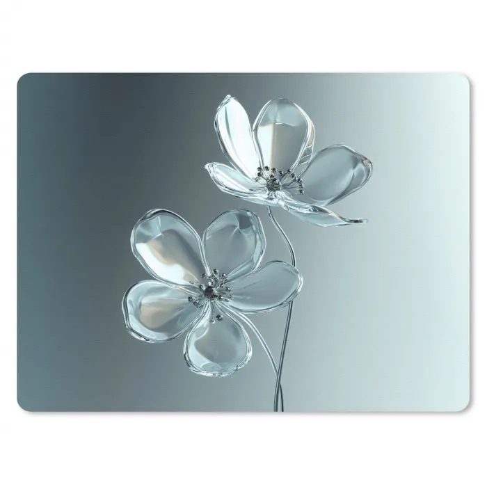 Kristal - Bloemen - Grijs muismat rubber klein -3d