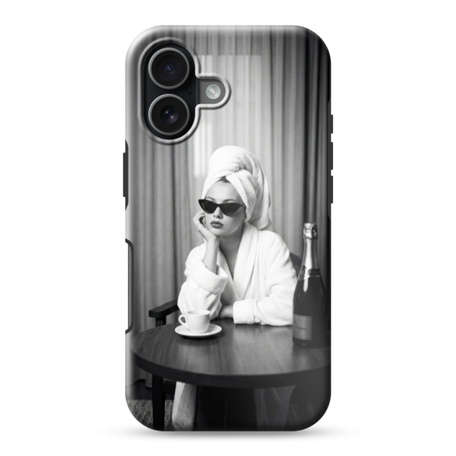 Vrouw - Bubbels - Zwart - Wit Toughcase MagSafe Apple iPhone 17 klein -3d