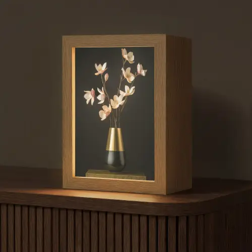 Sierlijk - Boeket - Goud - Vaas Light Box met kabel (Tafellamp) klein -z3d_website