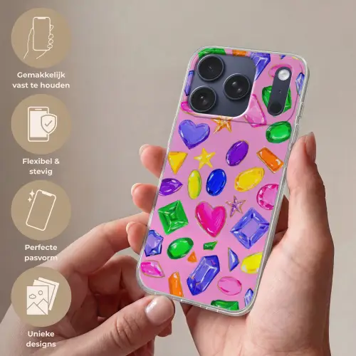 Edelstenen - Vormen - Hartje - Kleurrijk Telefoonhoesje iPhone 17 Pro klein -sfeer3_NL