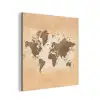 Wereldkaart - Beige - Bruin aluminium wit klein -3d