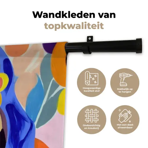 Portret - Vrouw - Modern Wandkleed katoen klein -sfeer2