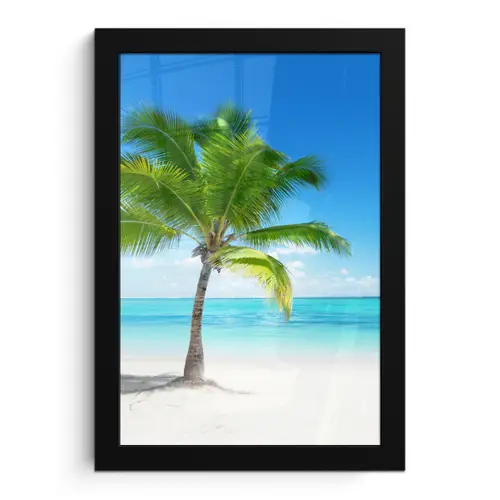 Palmboom - Strand - Zee - Zomer fotolijst zwart zonder passe partout klein -3d