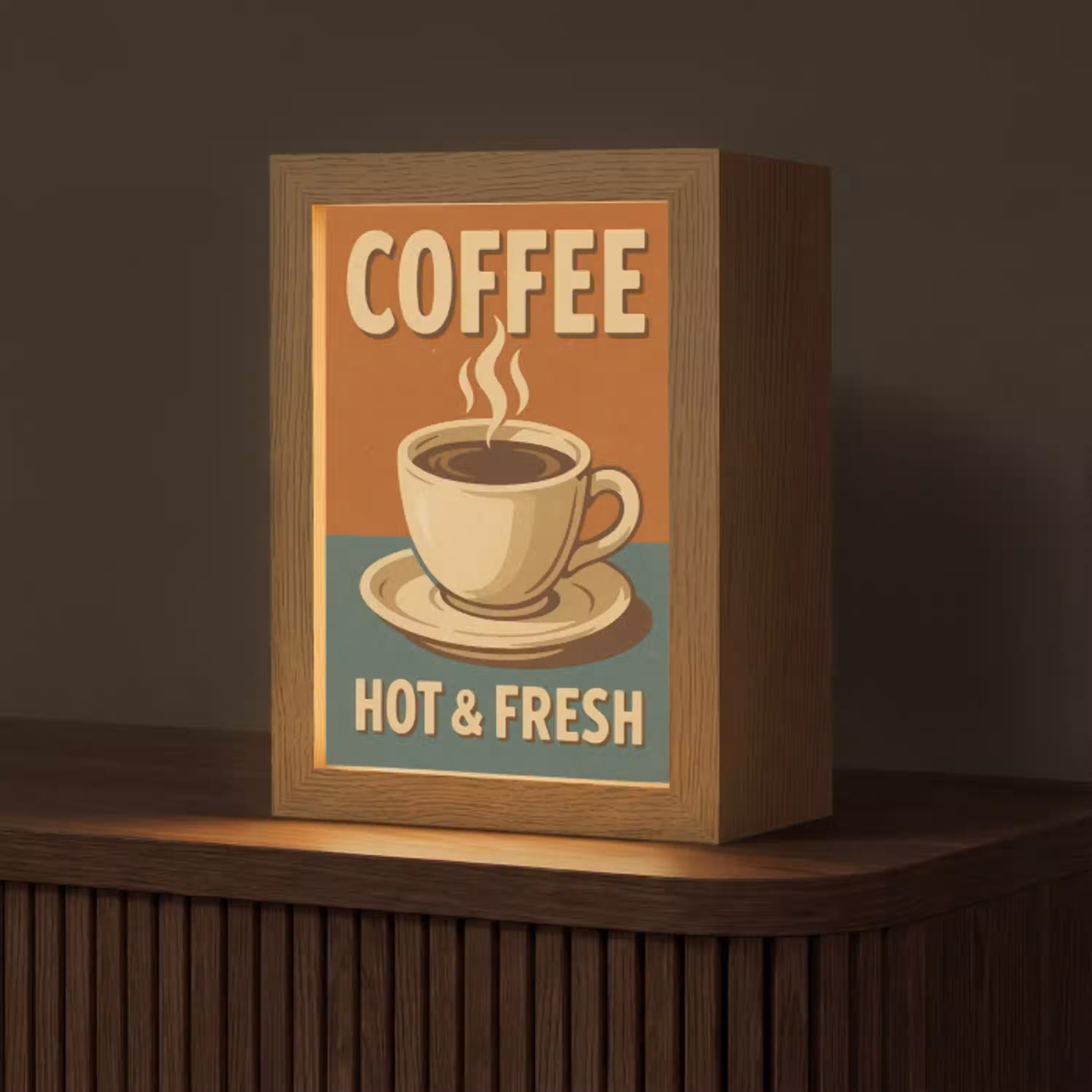 Koffie - Kop - Vintage - Quote Light Box met kabel (Tafellamp) klein -z3d_website