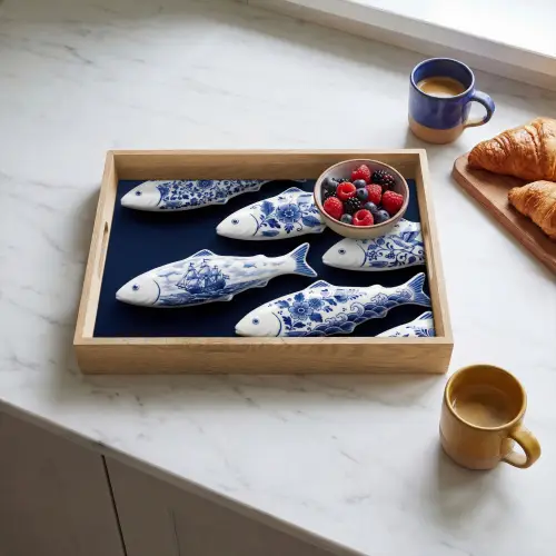 Vissen - Delfts - Blauw - Keramiek Dienblad Rechthoek middel -sfeer2