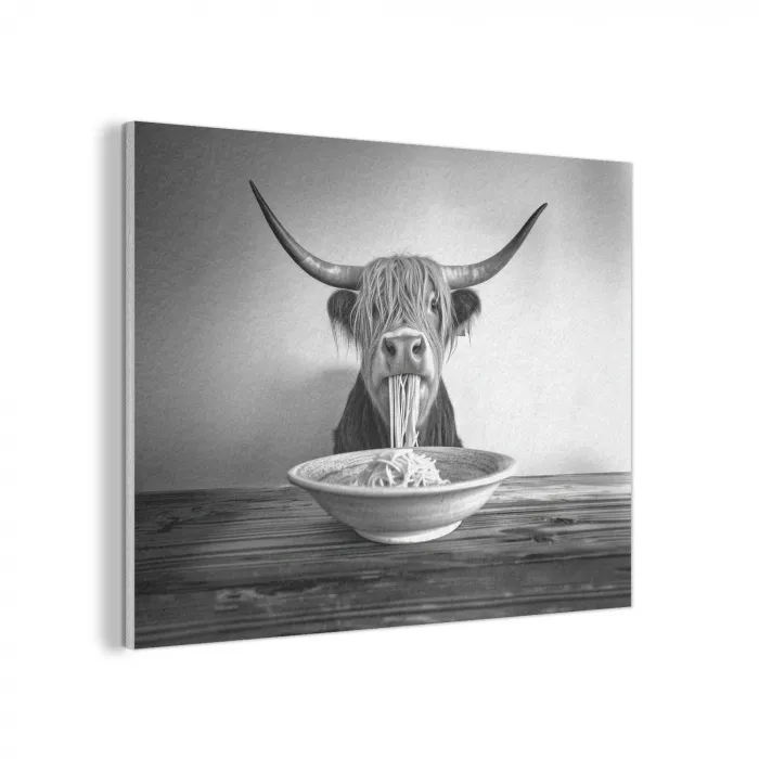 Schotse Hooglander - Spaghetti - Dieren - Zwart wit PET vilt klein -3d