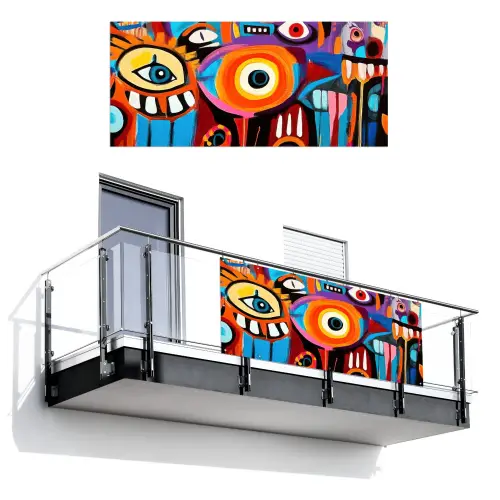 Abstract - Gezicht - Kleurrijk Balkonbeschermer Duitsland klein -3d