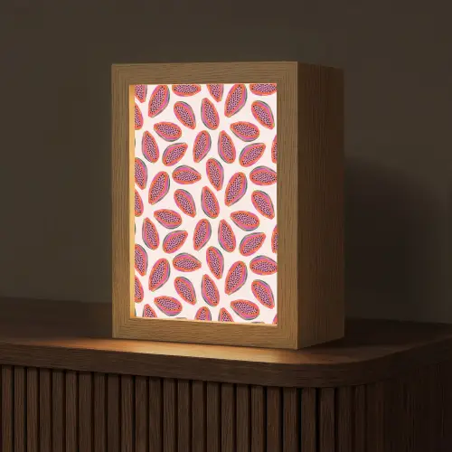 Papaja - Patroon - Roze Light Box met kabel (Tafellamp) klein 925 -z3d_website