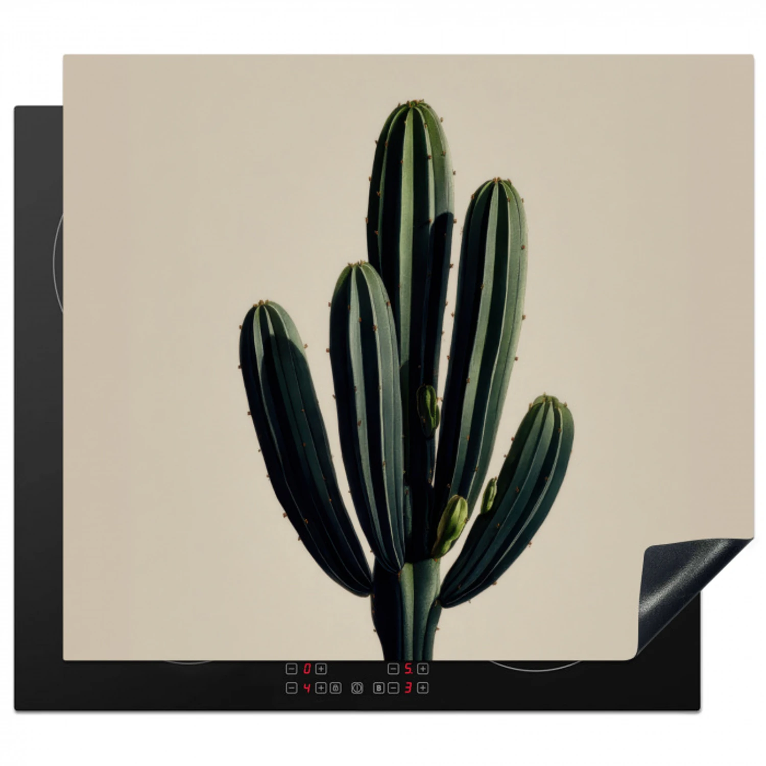 Cactus - Subtiel - Groen Inductie beschermer vinyl 3mm middel -3d