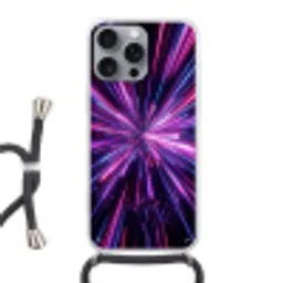 Lichtsnelheid - Ruimte - Roze - Paars Hoesje iPhone 16 Pro Max met koord klein -3d