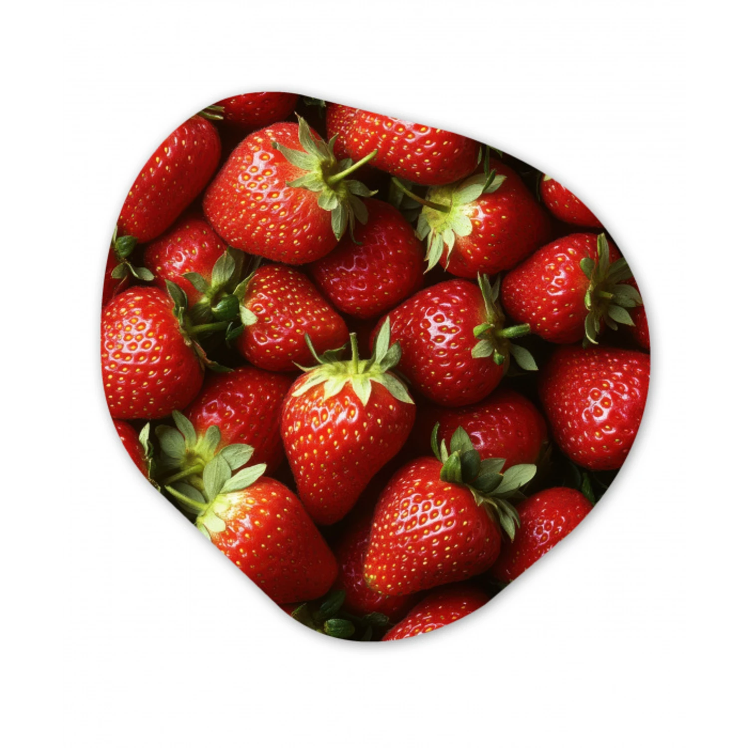 Aardbei - Fruit - Rood Wandcirkel Organisch Plexiglas middel -3d
