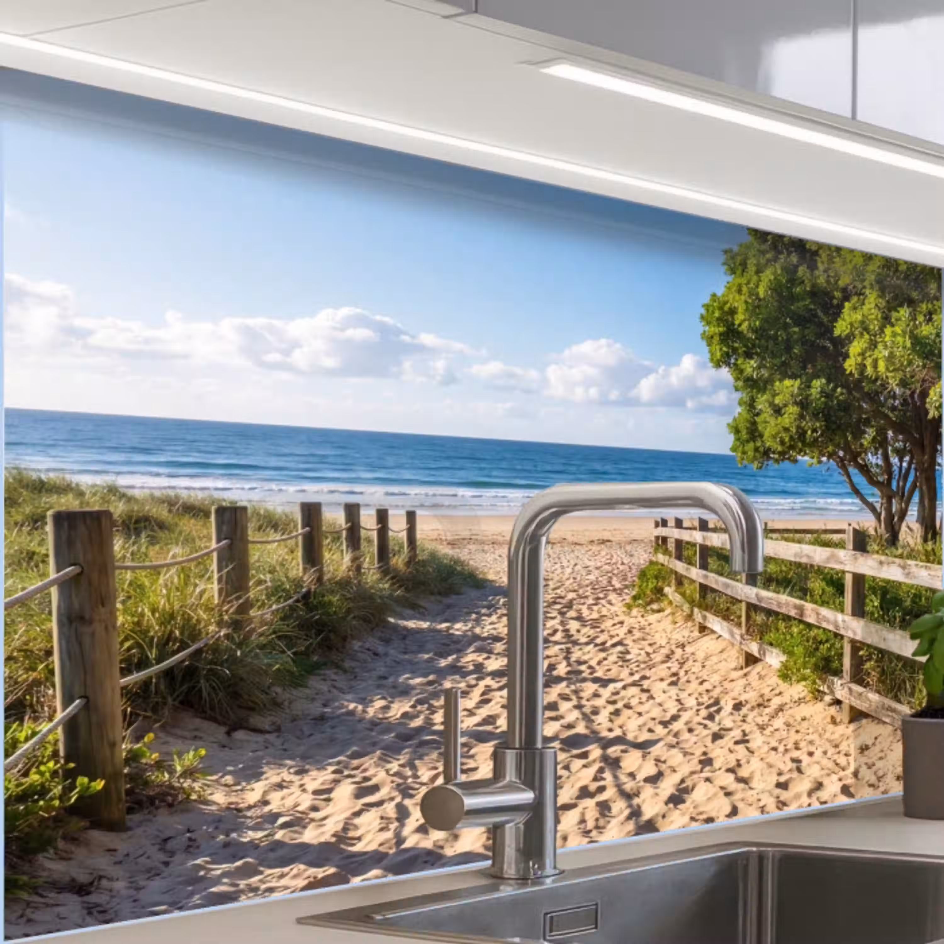 Strand - Zandpad - Oceaan - Natuur keuken achterwand 2 middel -zzzz3d_schuin