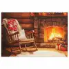 Winter - Kerst - Huis - Openhaard poster papier klein -3d