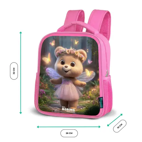 Beer - Vlinders - Bos - Fairy Kinderrugzak - Roze middel -productfoto_formaten