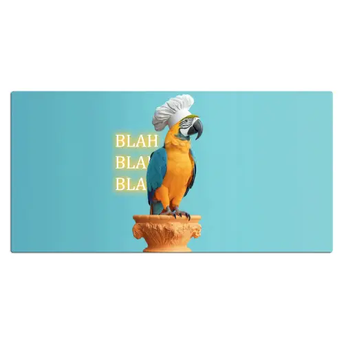 Papegaai - Koksmuts - Quote - Neon Muismat XXL klein -3d_leeg
