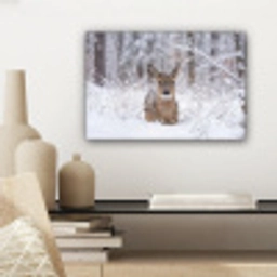 Hert - Sneeuw - Bos - Dieren - Vertederend canvas 2cm klein -sfeer6