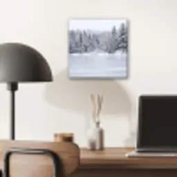 Meer - Dennen - IJs - Winter - Rustgevend aluminium wit klein -sfeer5