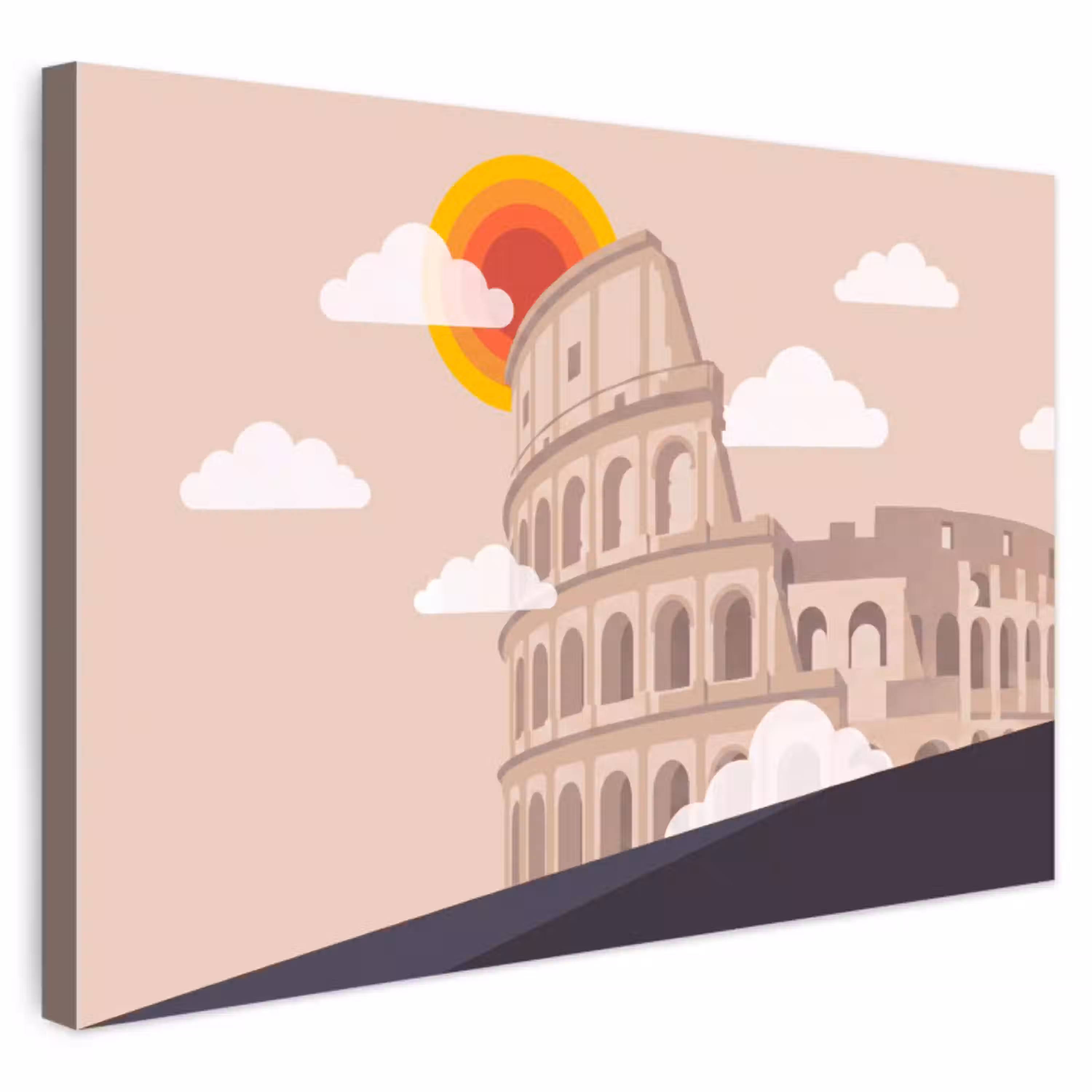 Colosseum - Zonsopgang - Rome - Architectuur - Beige Tuinposter op houten frame 2 cm dik klein -3d