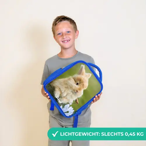 Konijn in bloempot Kinderrugzak - Blauw middel -sfeer1_NL