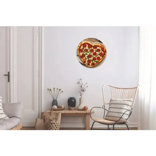 Pizza - Hart - Pepperoni - Tomaat Wandcirkel aluminium klein -woonkamer